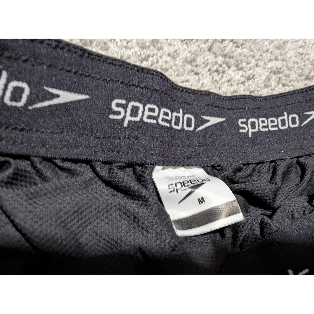 Speedo Swim Trunks Mens M Blue Grid Pattern Board Shorts Drawstring Mesh Liner - Picture 3 of 5